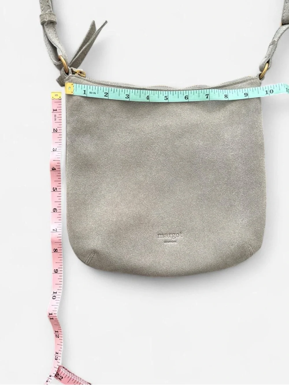 margot grey Leather Suede Crossbody Bag - Picture 6 of 6